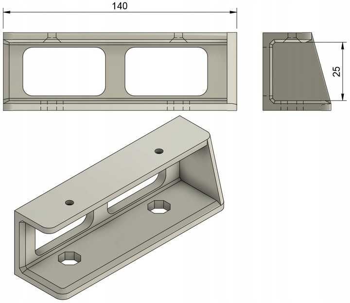 OUTLET Uchwyt Naścienny kieszeń na laptopa 25mm do biurka