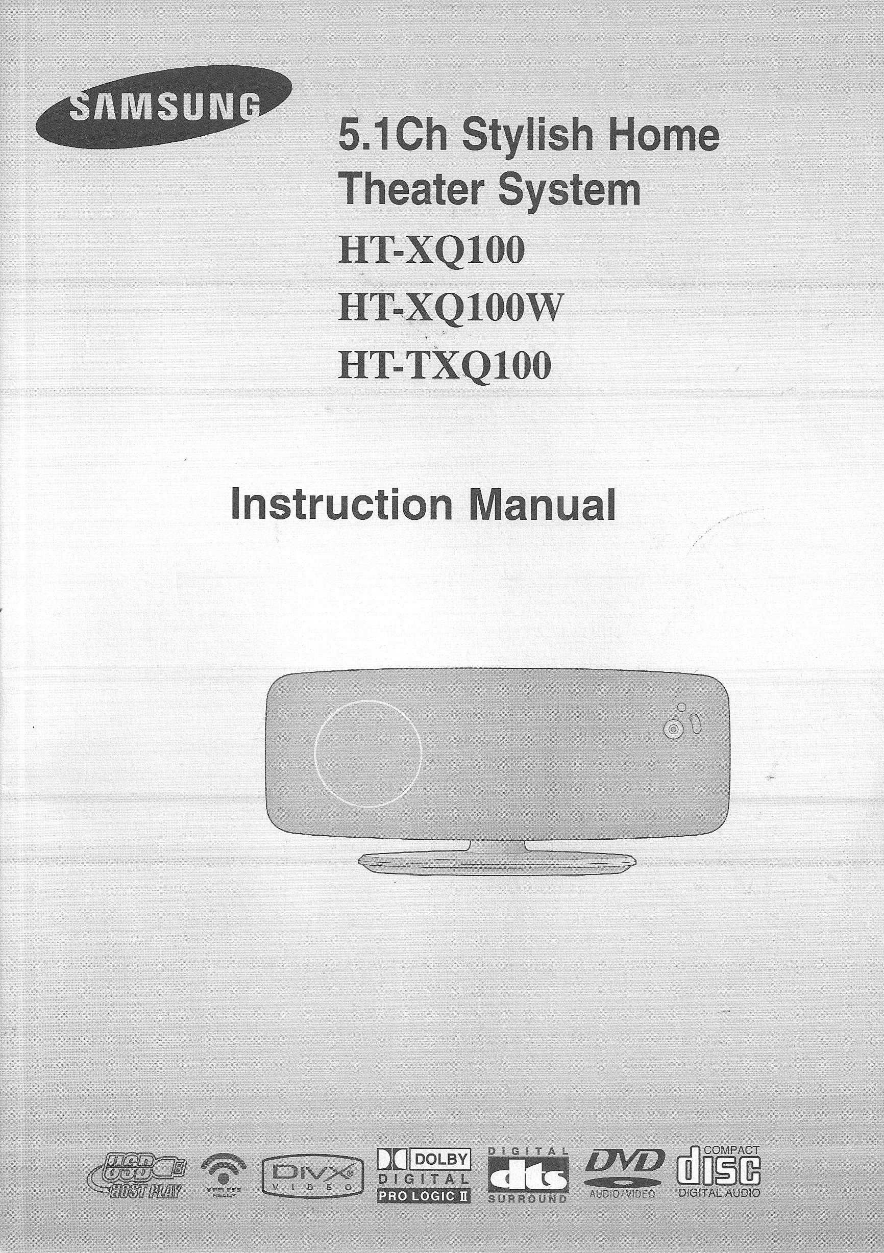 Samsung HT-XQ100 HT-XQ100W HT-TXQ100 instrukcja obsługi