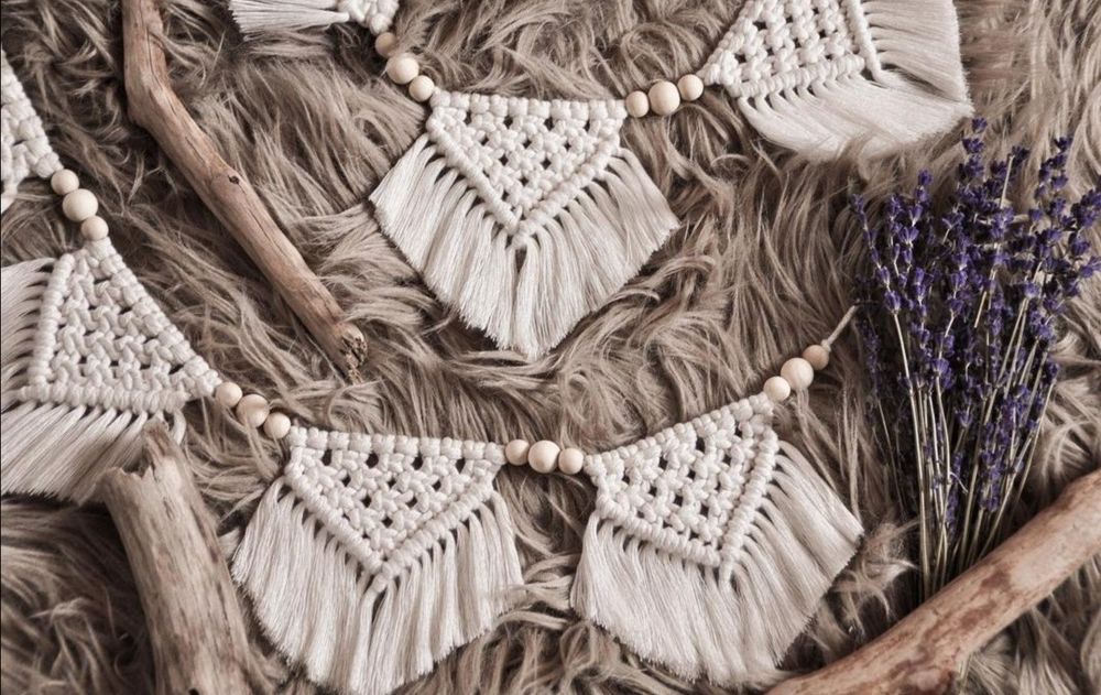 Girlanda makramowa makrama handmade boho kamer