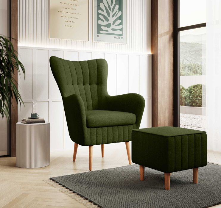 Fotel Bari/Uszak/Tkanina PREMIUM/Nowoczesny/Możliwy podnóżek