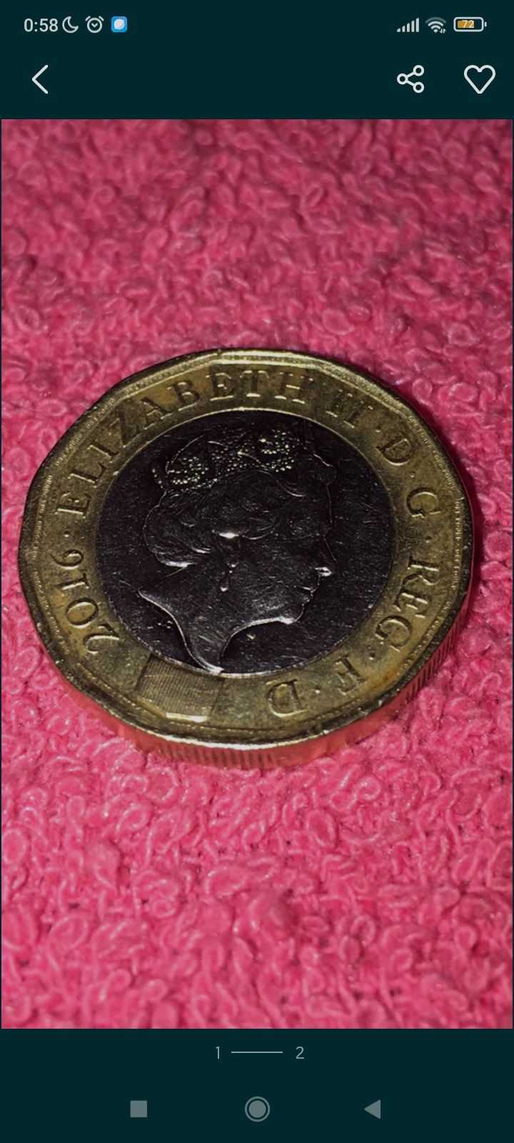 Vendo moeda ONE  POUND 2016 ELIZABETH ll D.G  R E G. F.D