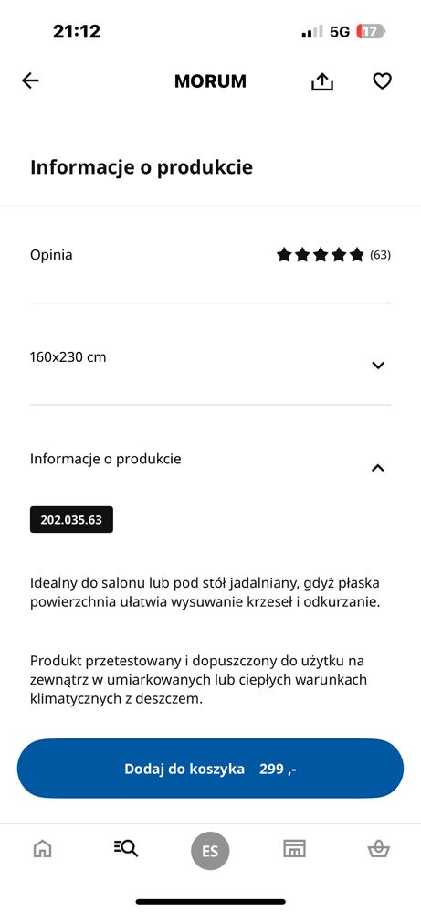 Dywan MORUM Ikea 160x230