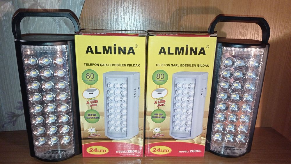 Ліхтар акумуляторний ALMINA 24 LED с павербанком 3000 mAh.