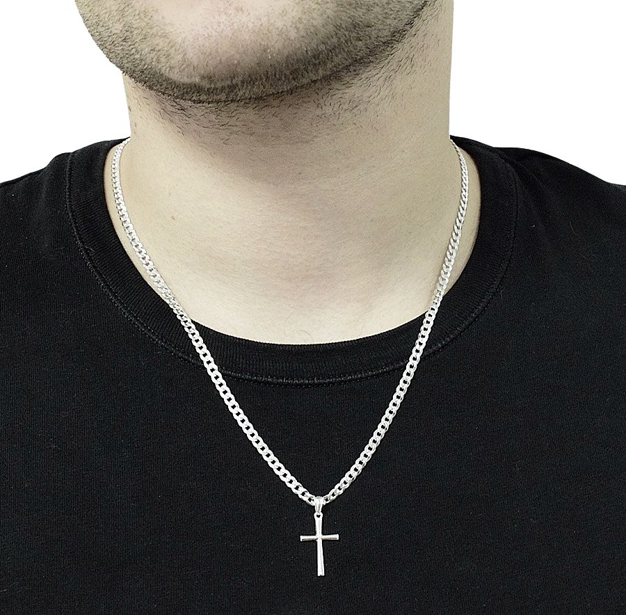 Łańcuszek Srebrny Pancerka 3,80 mm z Krzyżykiem pr 925 Grawer Gratis