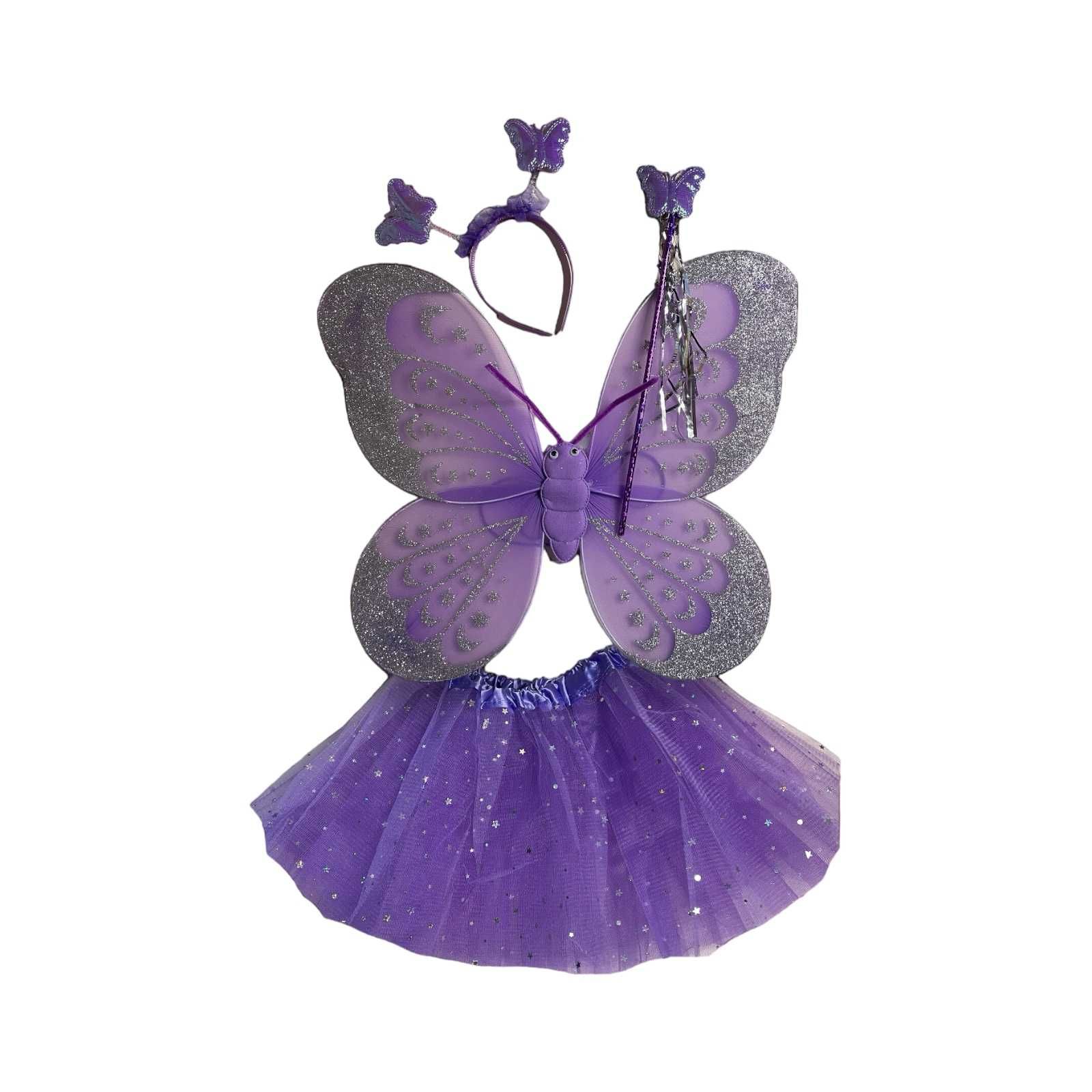 Костюм Феи (бабочки) 4 в 1: юбка, крылья, ободок, волшебная палочка