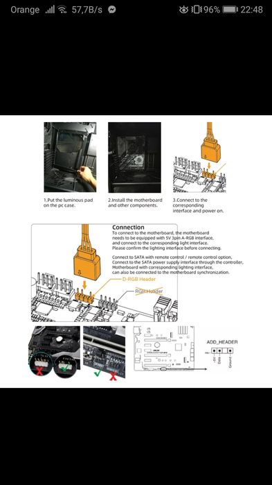 A-RGB ramka akrylowa  MATX 5V3Pin płyta główna oświetlenie