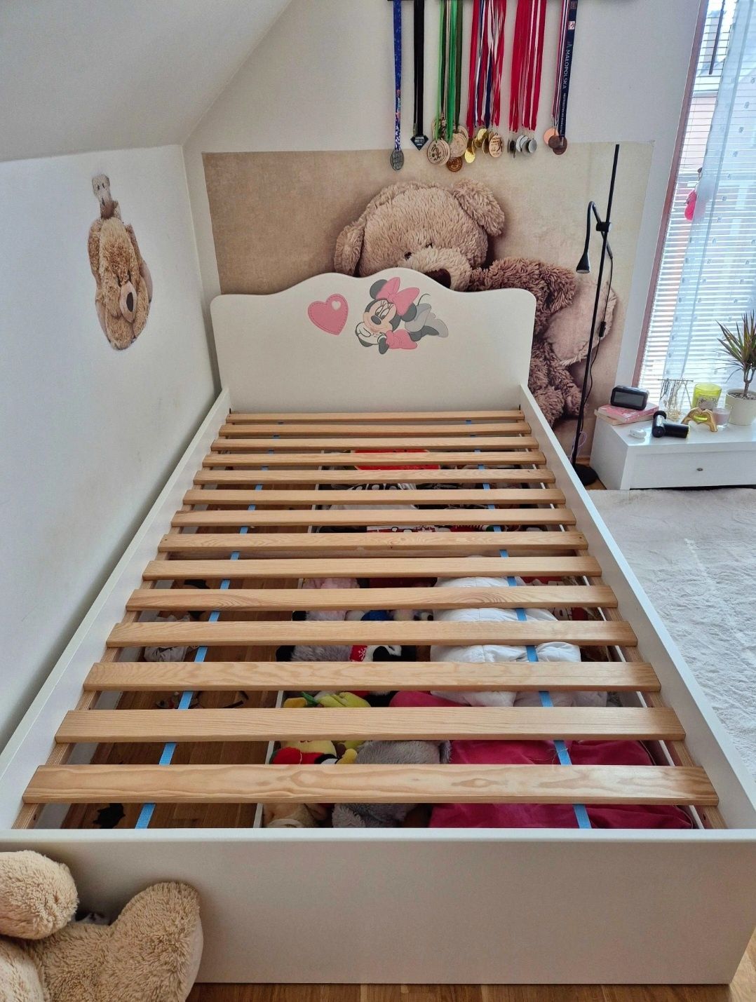 Łóżko spanie 90x190 białe Meblik Minnie Mouse stan idealny barierka