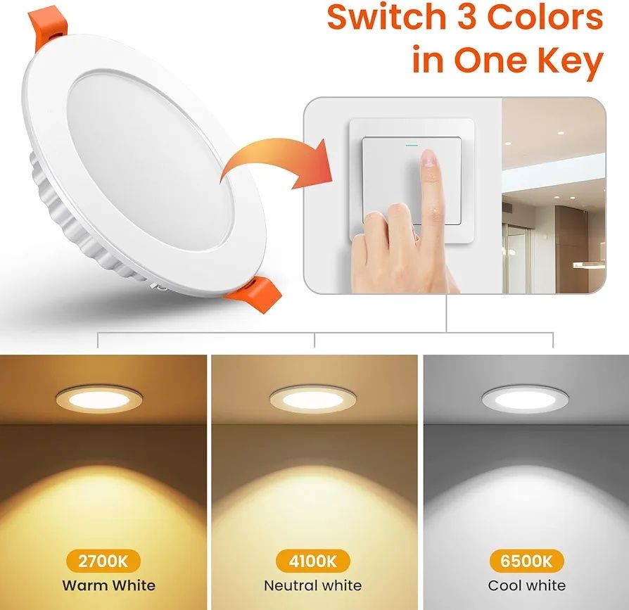 BLCKON Oprawy LED do sufitu, 6 szt. Slim Sleek, 7W 3 kolory