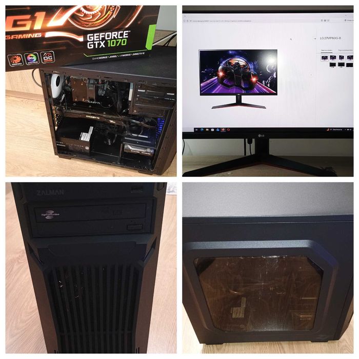 Komputer+monitor 27".I3 10100f ,16GB RAM, GTX 1070,SSD 256GB,HDD 512GB
