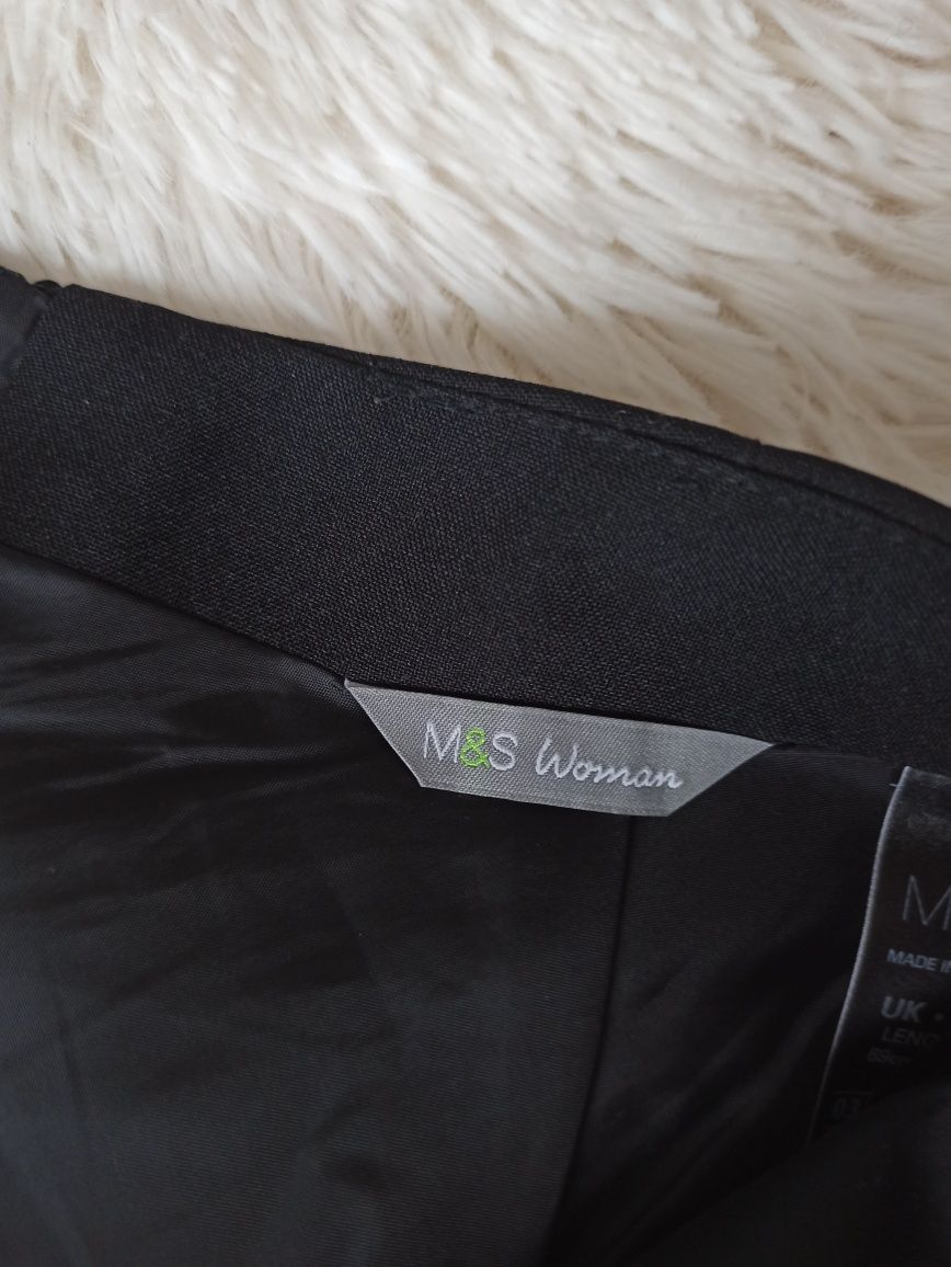 Elegancka czarna prosta długa spódnica wysoki stan M&S Collection L/40