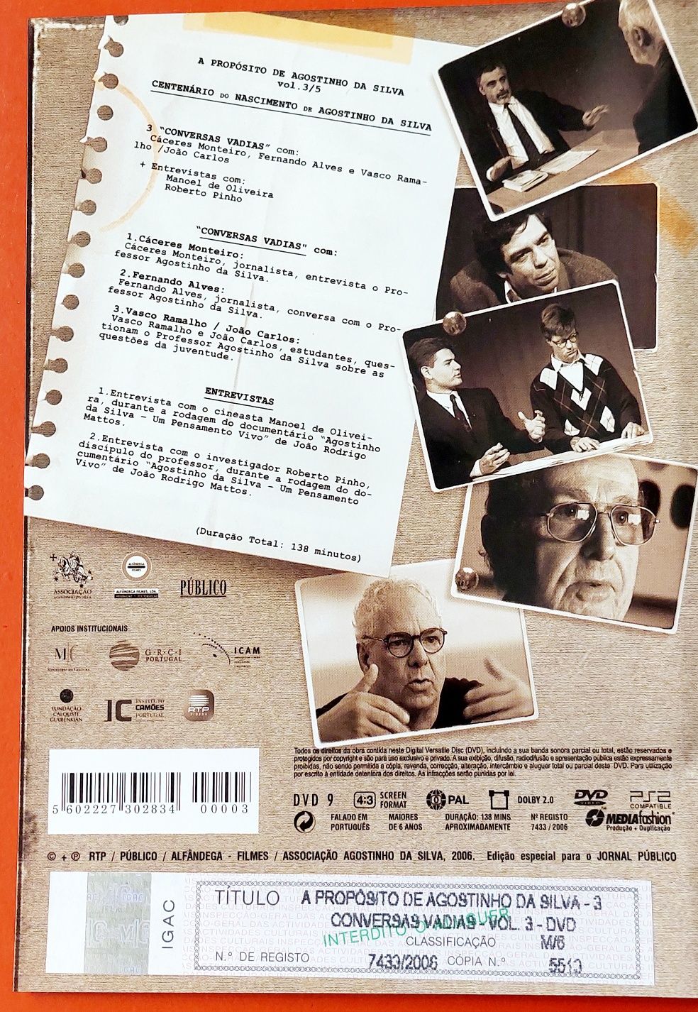 5 DVDs Agostinho da Silva