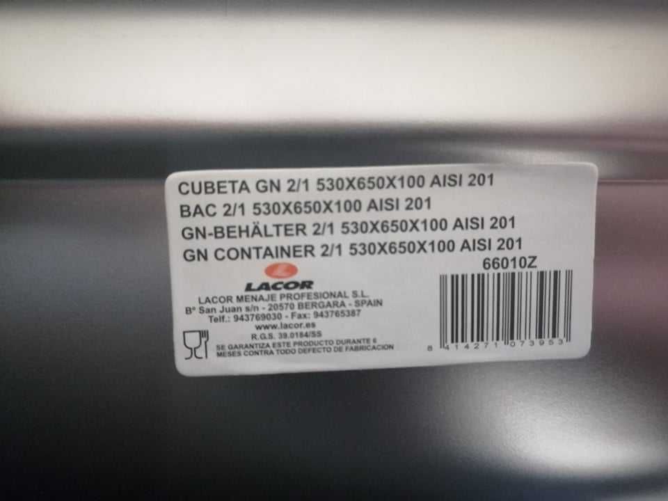 Pojemniki Blachy 2/1 GN Lacor 530x650x100 mm 7 sztuk NOWE