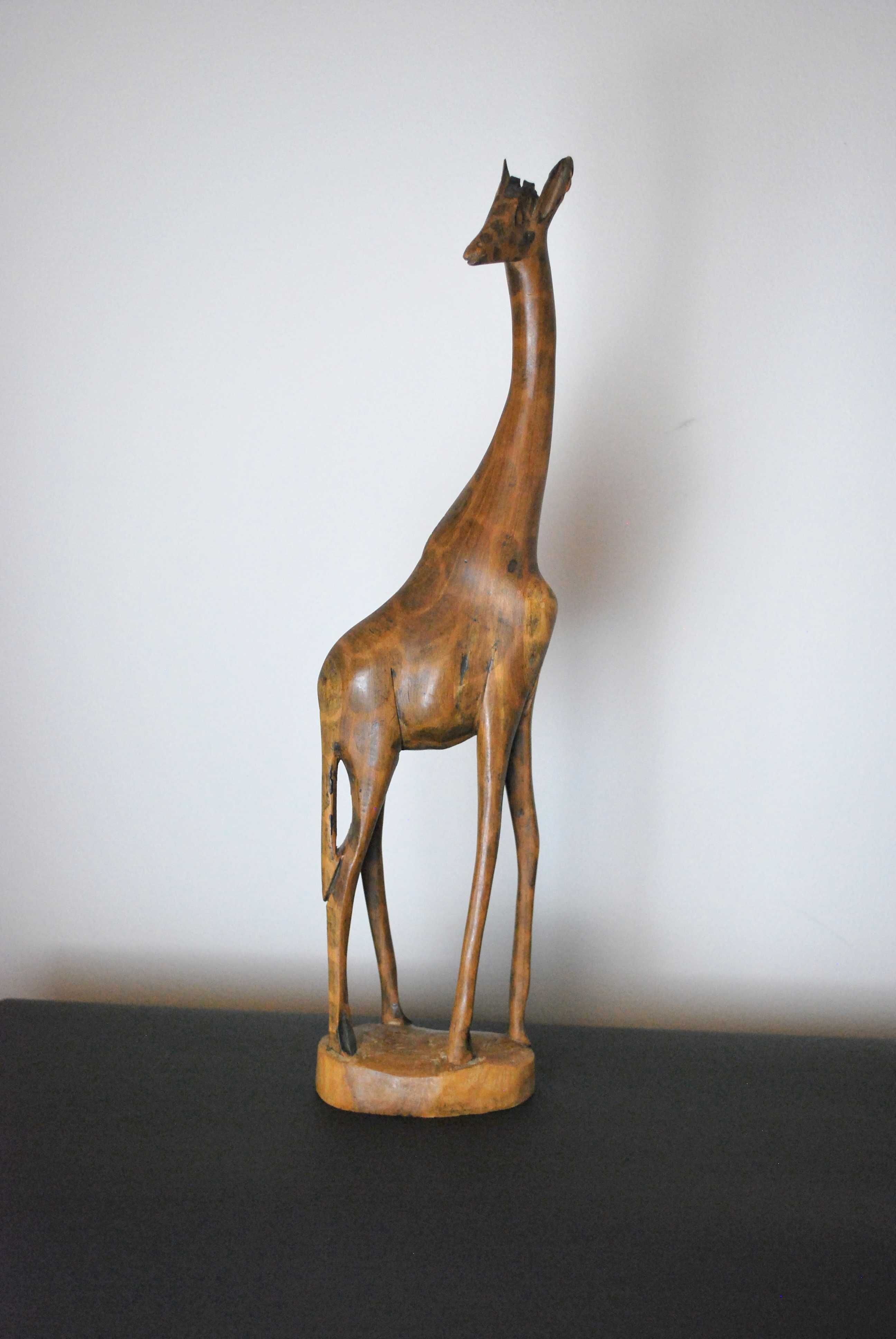 Rzeźba żyrafa Afryka  hand made drewno retro