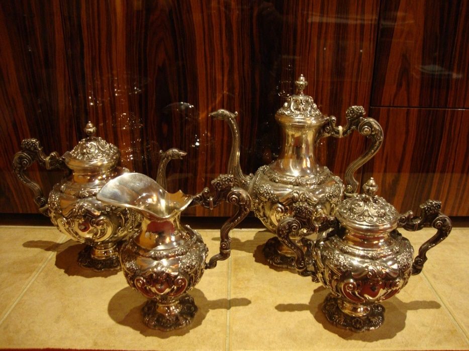 Serviço de chá e café antigo em prata portuguesa