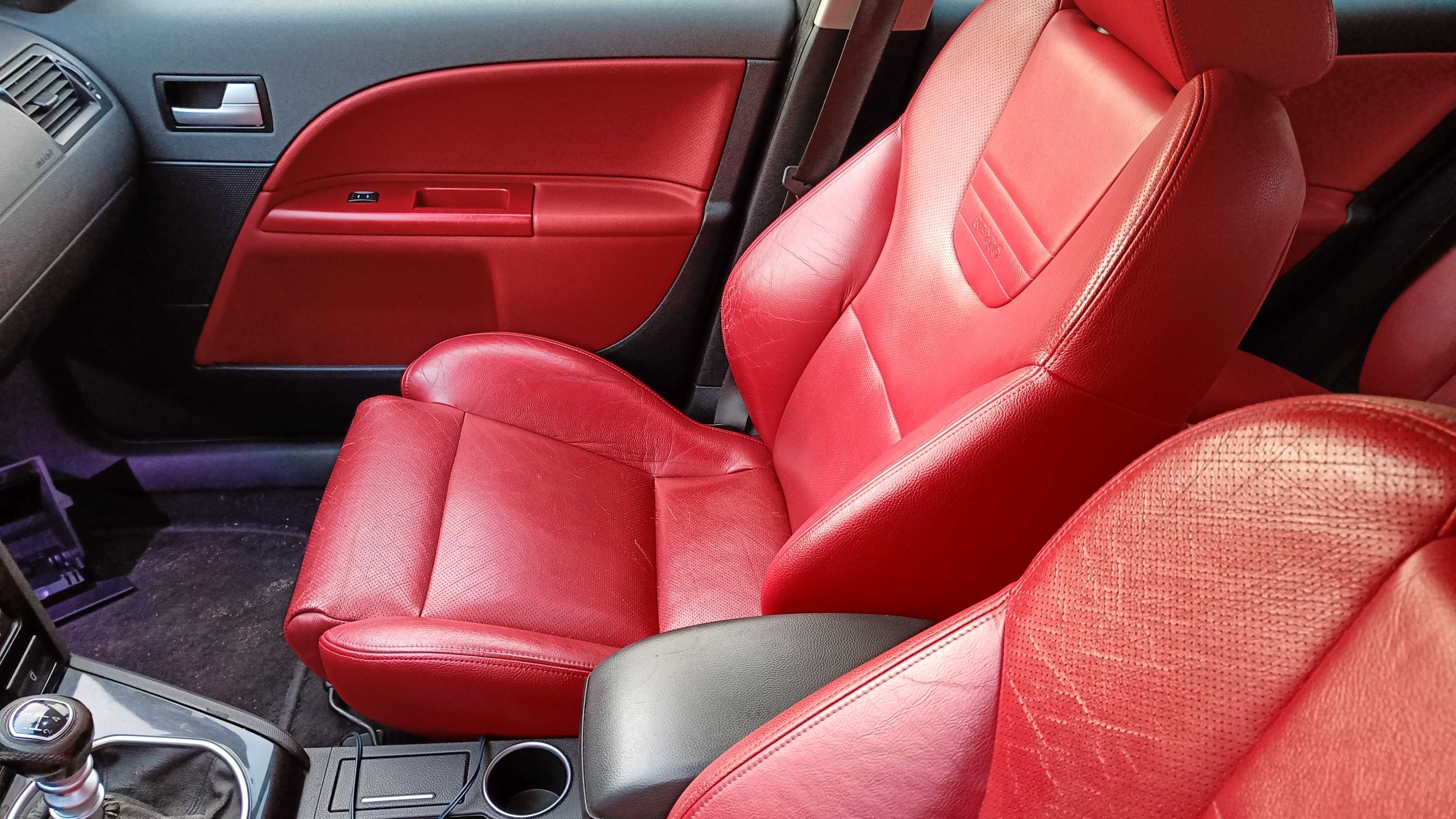 Skórzane fotele recaro ford mondeo III ST220 czerwone kpl podgrzewane