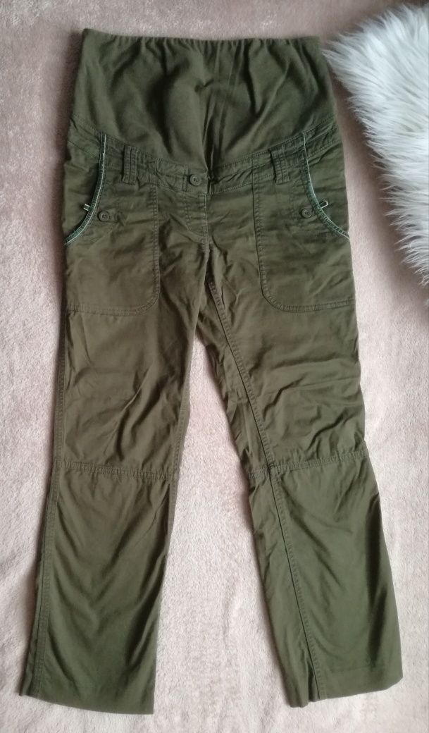 Khaki długie spodnie ciążowe H&M MAMA rozmiar M 38