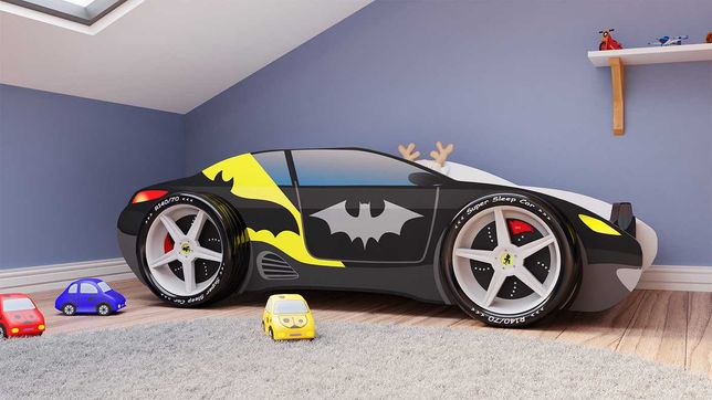 Łóżko samochód Batman z kołami 3D i materacem