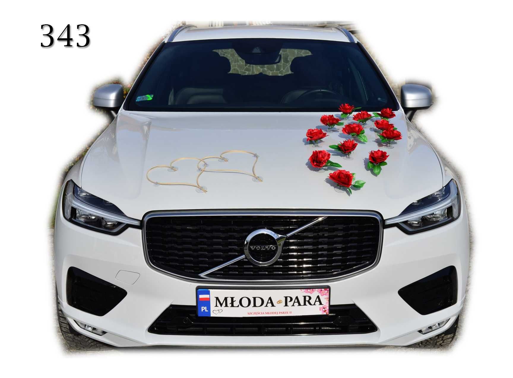 BORDOWE RÓŻE dekoracja na samochód ślubny ozdoba stroik na auto 343