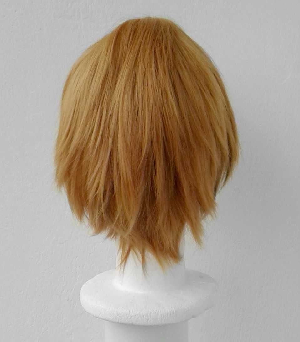 Pomarańczowa krótka peruka z grzywką ombre gradient cosplay wig