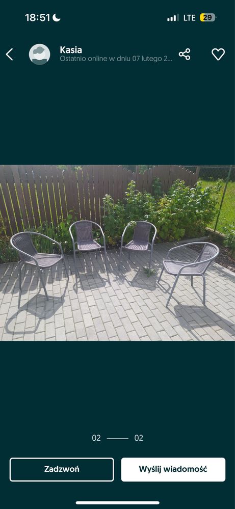 krzesla ogrodowe 4 sztuki