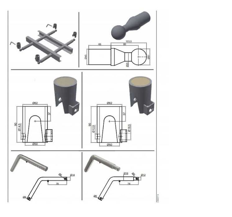 Zestaw kulowy wywrotu przyczepy na 3 strony do 3,5 Ton AR5050