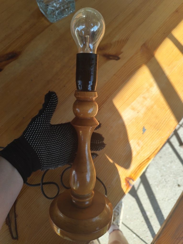 Lampa stojąca drewniana prl vintage