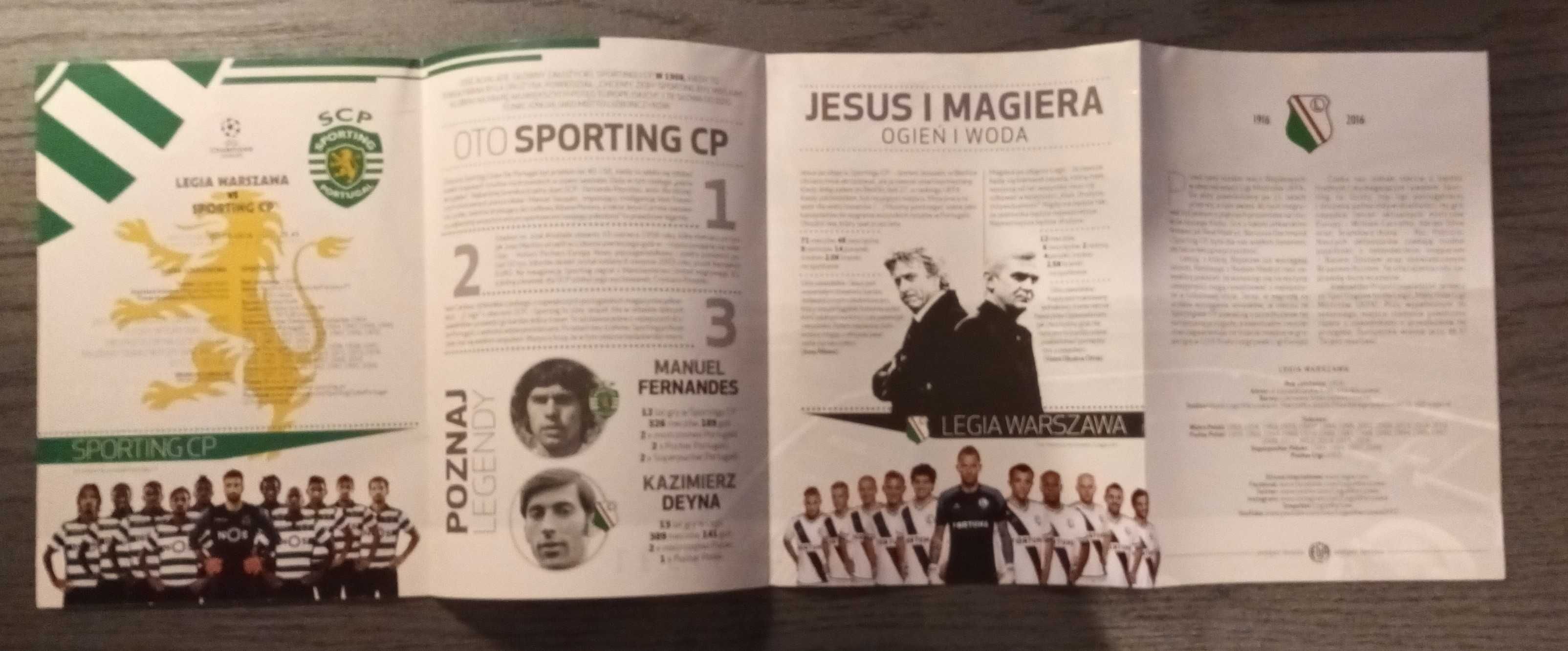 Program meczowy Legia - Sporting Lizbona w Lidze Mistrzów w 2016