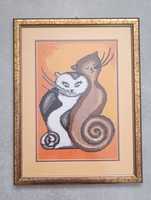 Obraz haft krzyżykowy zakręcone koty 33 x 43