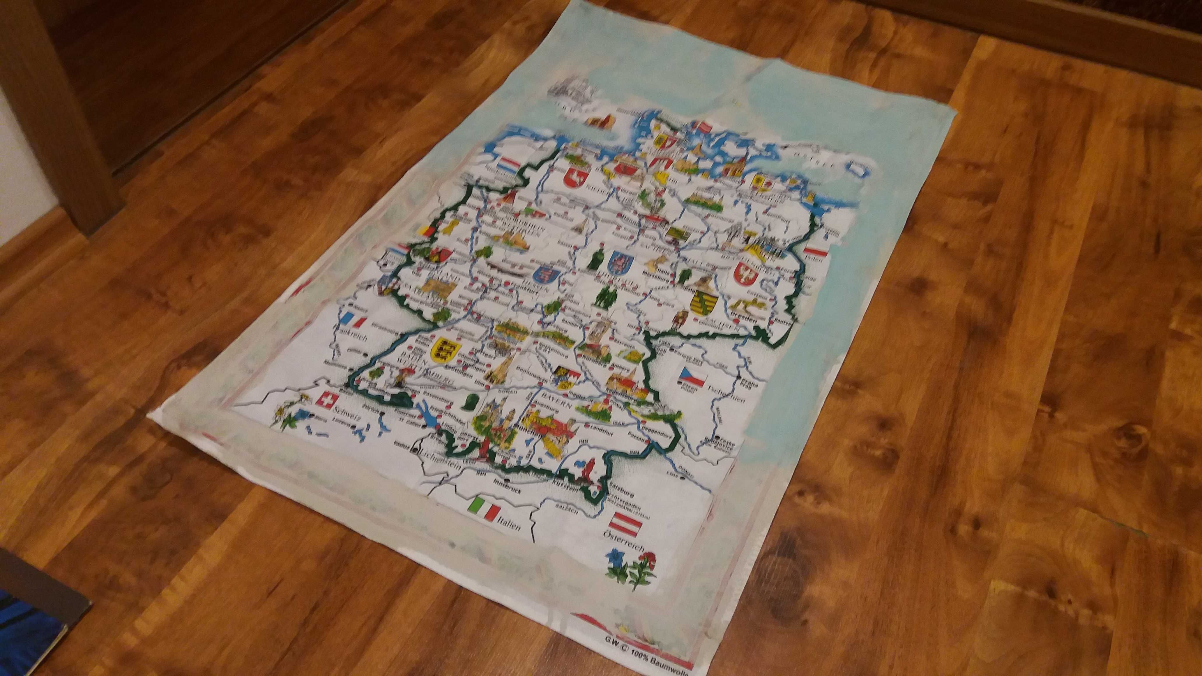 Ręcznik - mapa Niemec 83cm.x 53cm. - stara