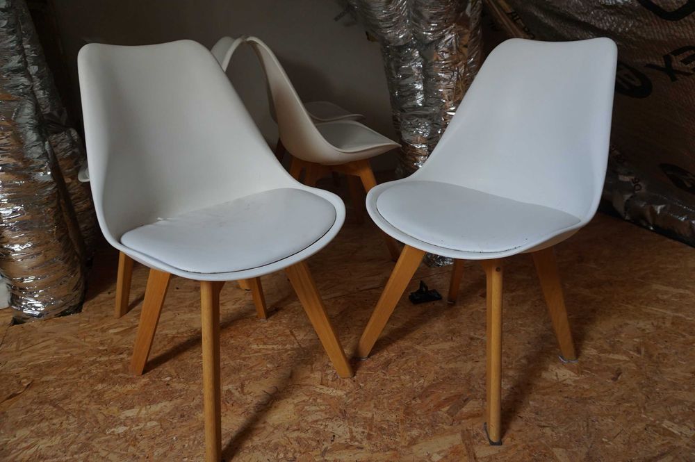 8 szt białe krzesła kubełkowe~ skandynawskie