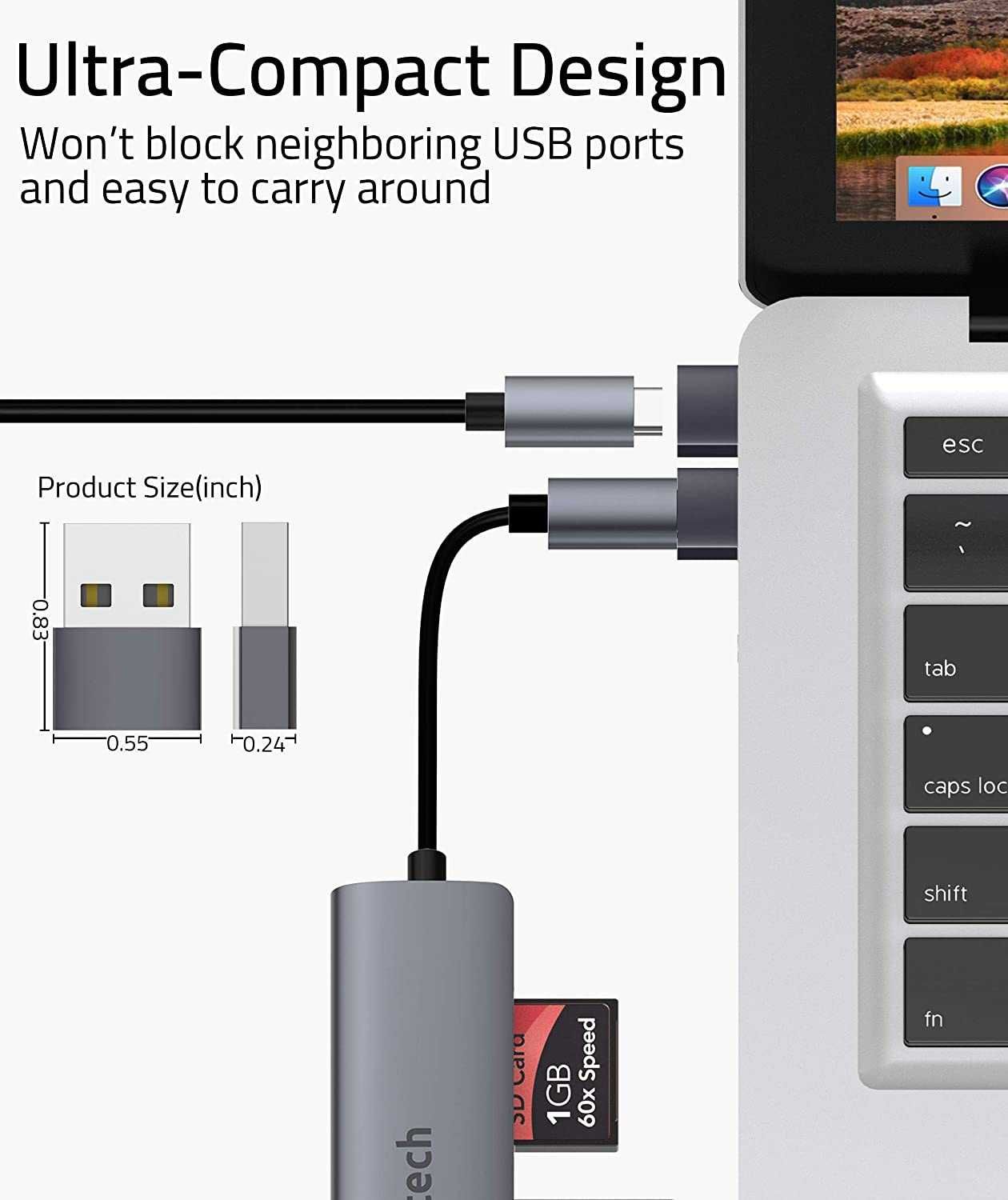 Adaptador de USB-C para USB - Mac, Macbook Pro - Iphone - Etc..