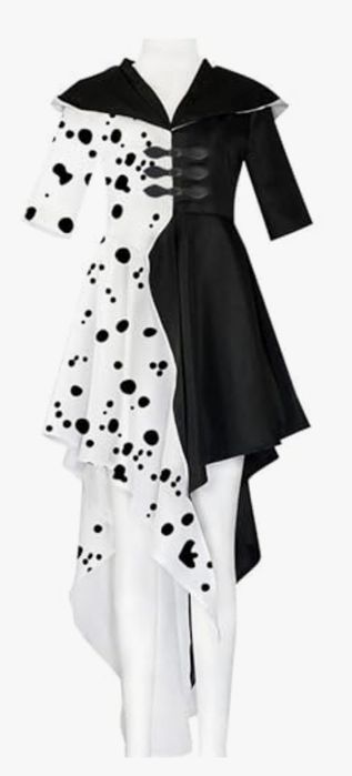 Strój na Halloween przebranie Cruella dalmatyńczyk  strój karnawałowy