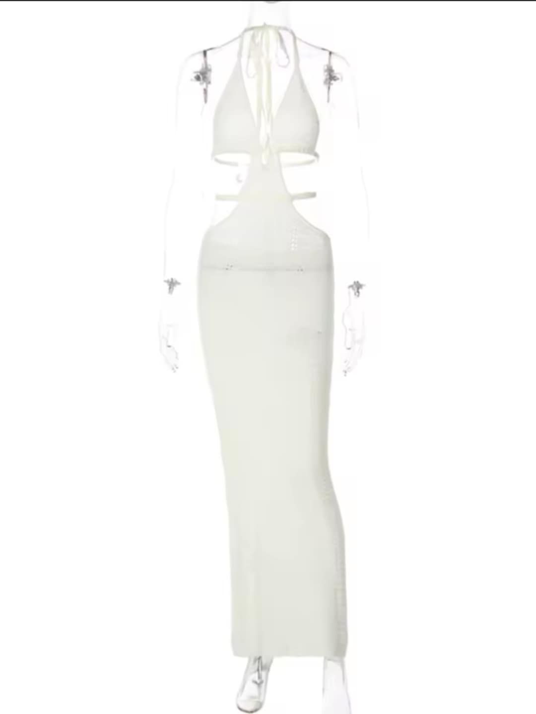 Elegancka, ażurowa sukienka maxi M