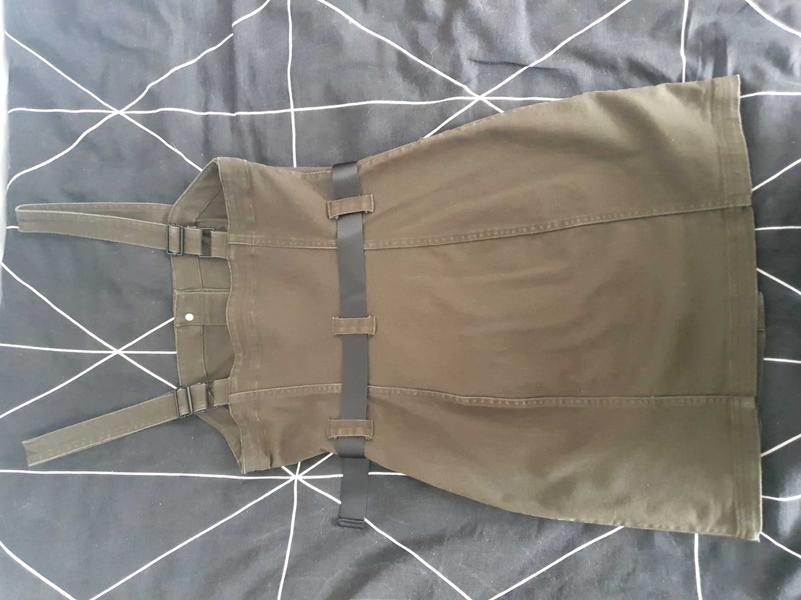 Sukienka na szelkach ogrodniczka H&M khaki rozmiar M38 wysyłka 1zł