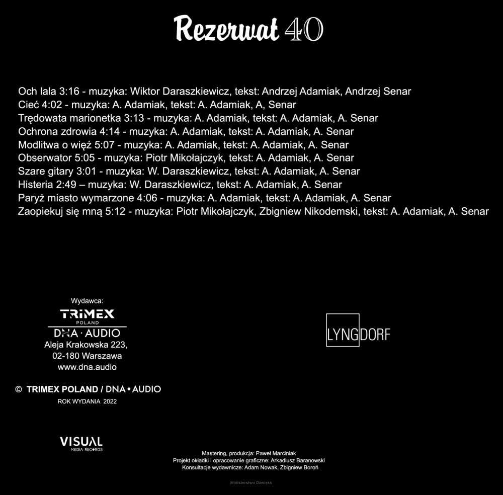 REZERWAT- REZERWAT 40 - CD -płyta nowa , zafoliowana