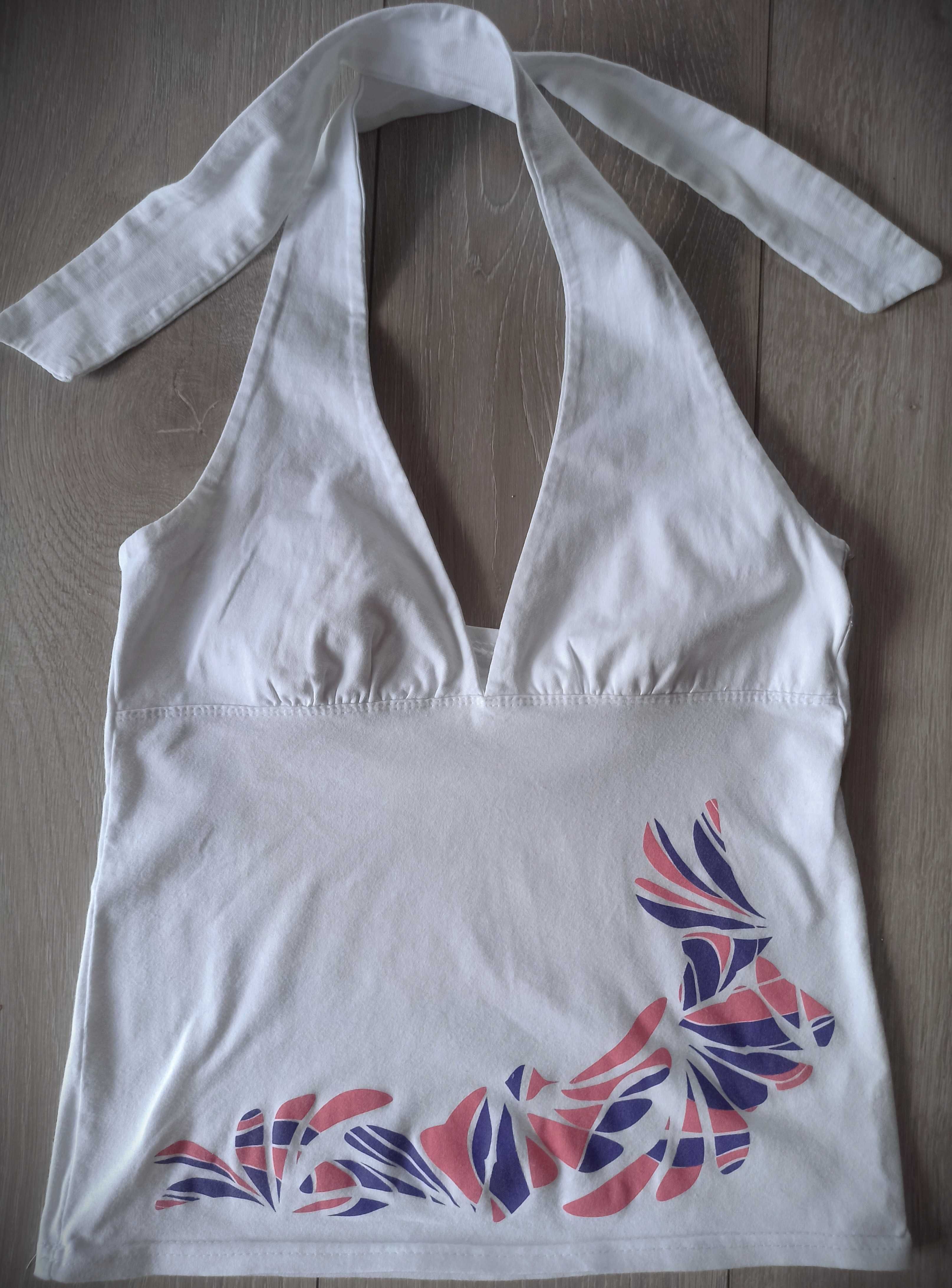Top 95 % cotton 5 % lycra wiązany na szyji M-S