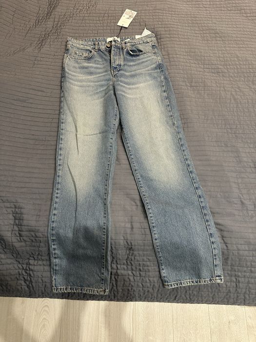 Джинси zara straight 36 38 сині сірі