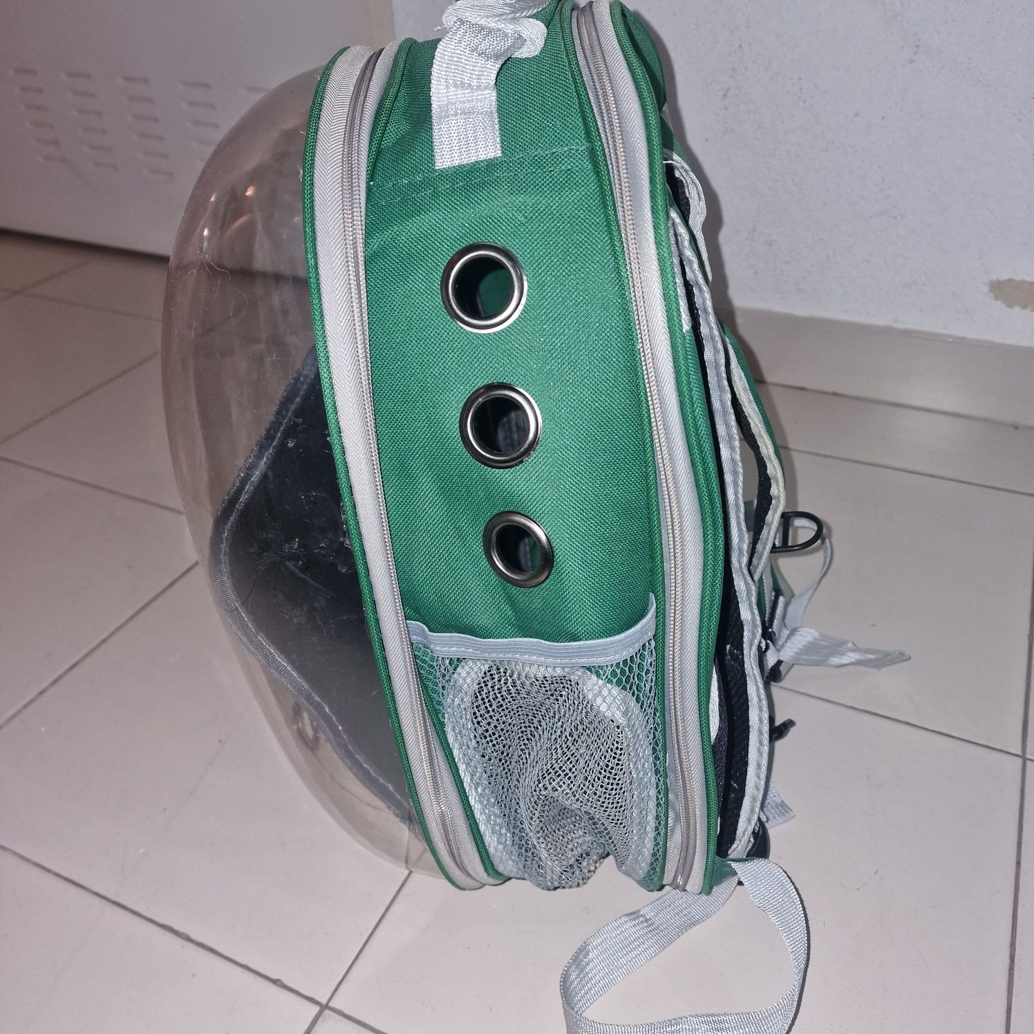 Mochila para animais com extensor