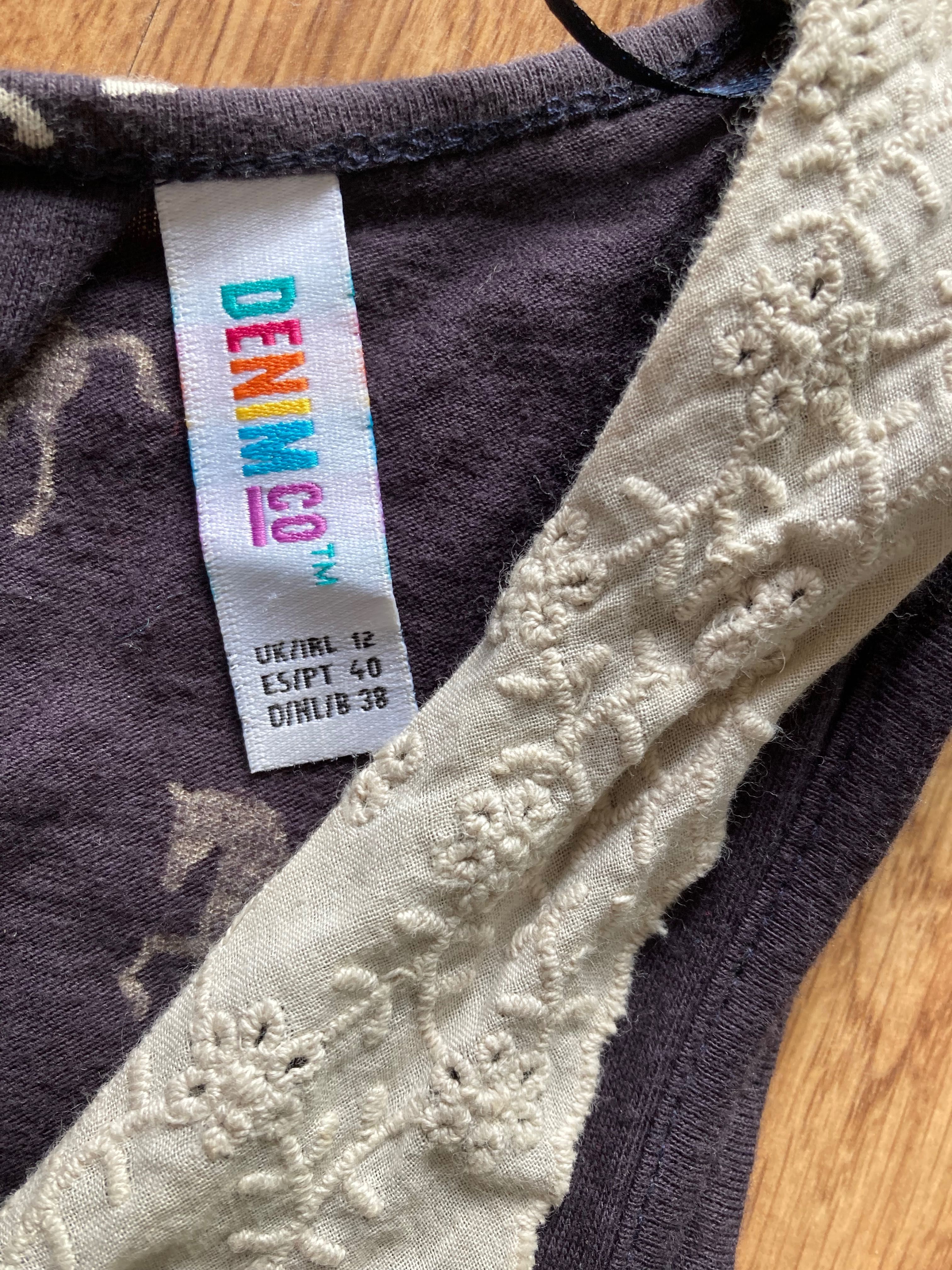 Sukienka 38 DenimCo konie kołnierzyk 100% bawełna