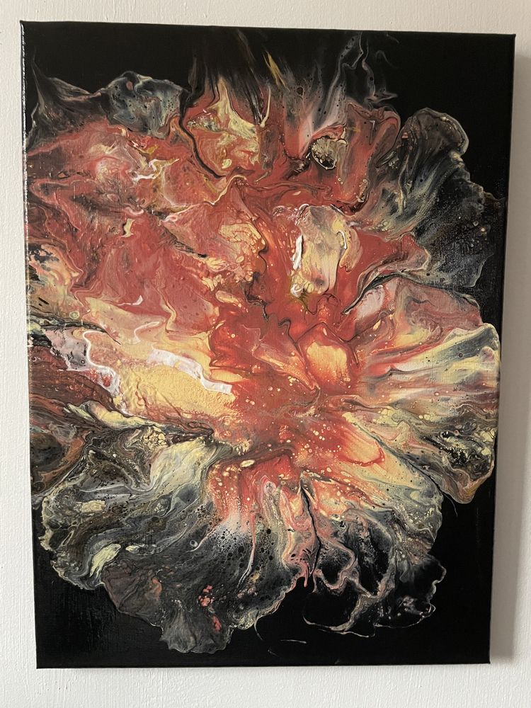 obraz akrylowy, pouring painting