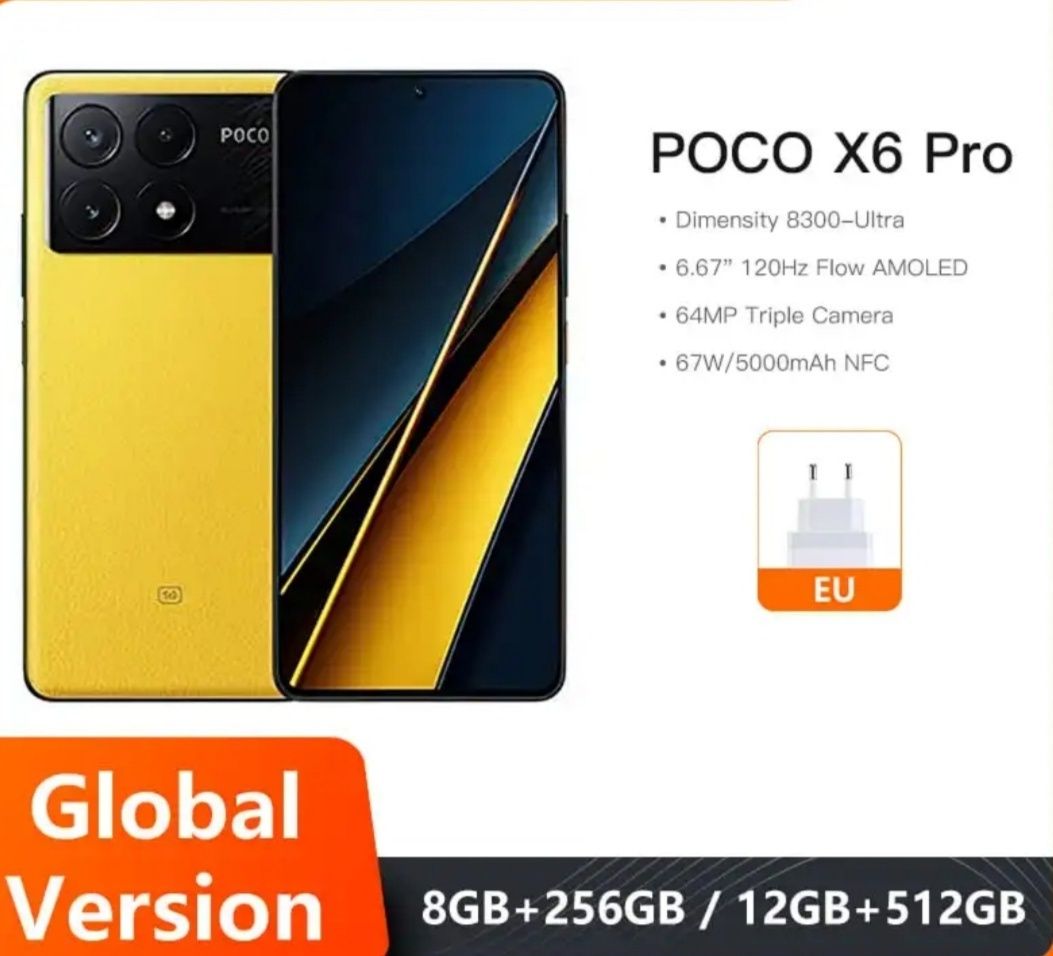 POCO X6 Pro 5g 8/256 NFC запечатанный заводской пленкой.Цвет чёрный.