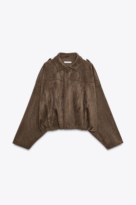 Casaco Bomber Efeito Camurça (S) - Zara