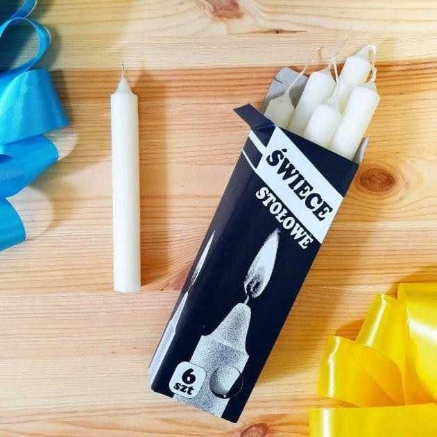 Столові парафінові свічки, Свічки 6 шт, Білі свічки, Свічки для дому