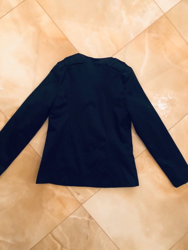 Синий атласный пиджак для девочки,рост 146