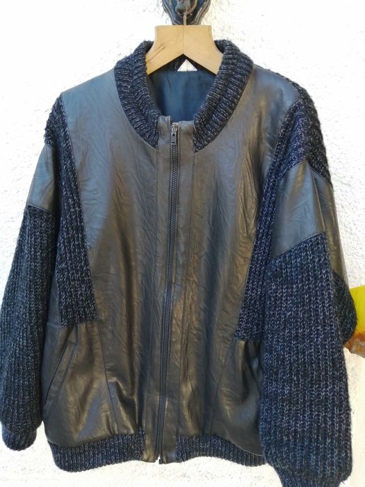 Casaco homem de malha e couro