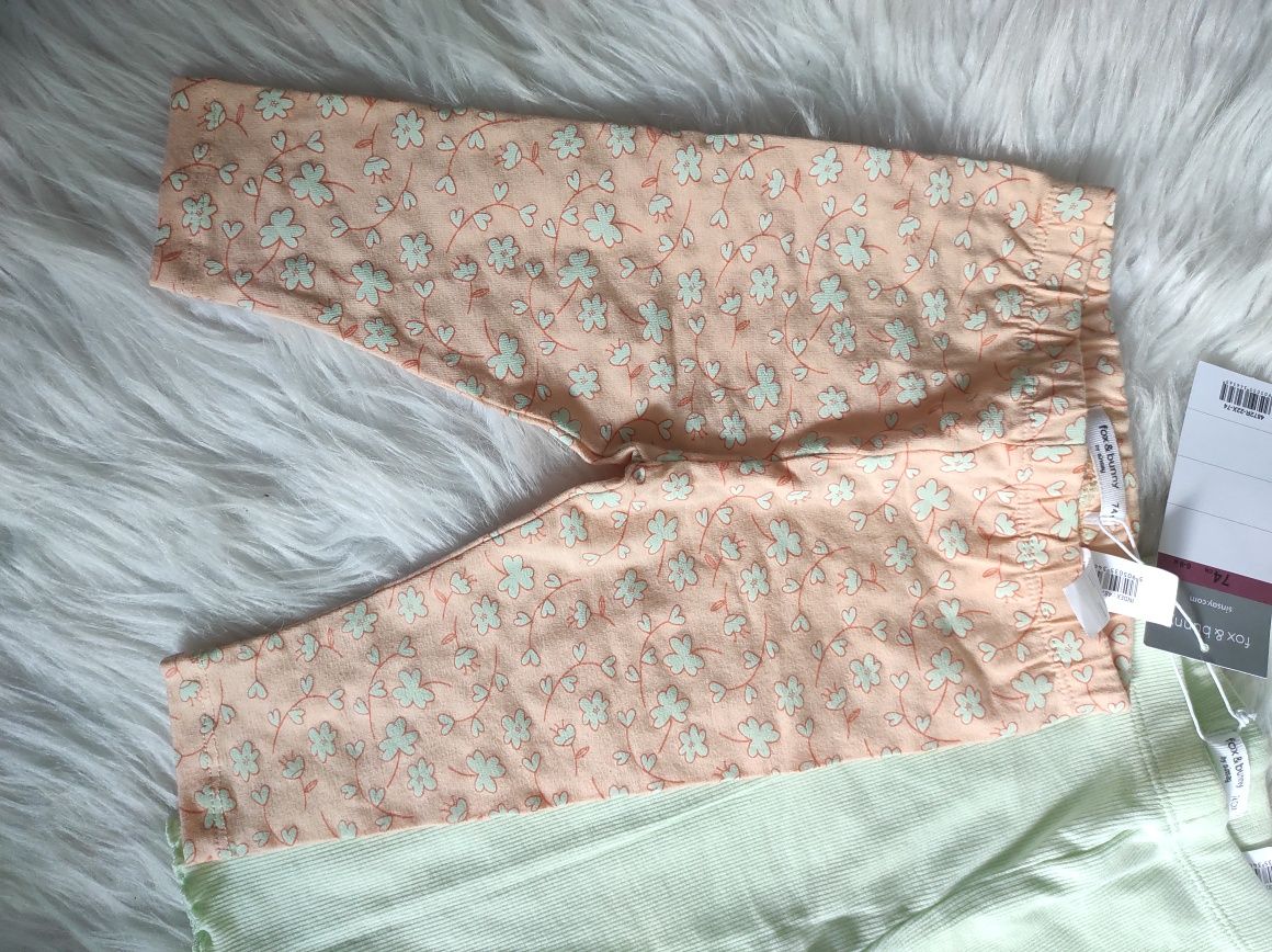 Nowe legginsy Sinsay 74 dwupak pomarańczowe i seledynowe