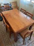 Mesa extensível em madeira c/ 6 cadeiras