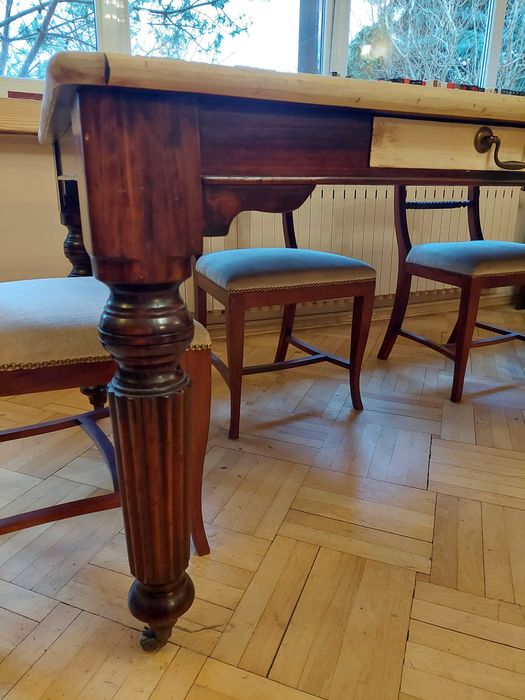 stół dębowy handmade plus 6 krzeseł 200x100