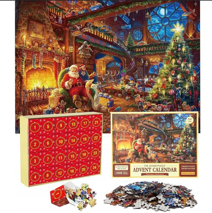Kalendarz Adwentowy Puzzle Świąteczne Boże Narodzenie 1008 Elementów