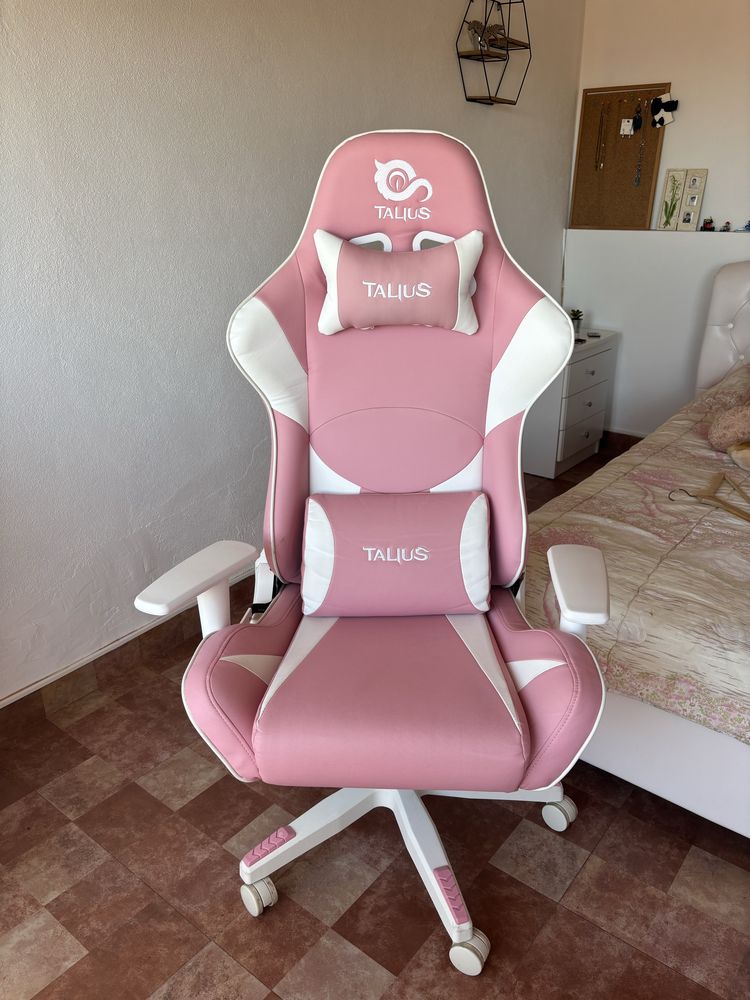 Cadeira Gaming Rosa/Branca como Nova Talius